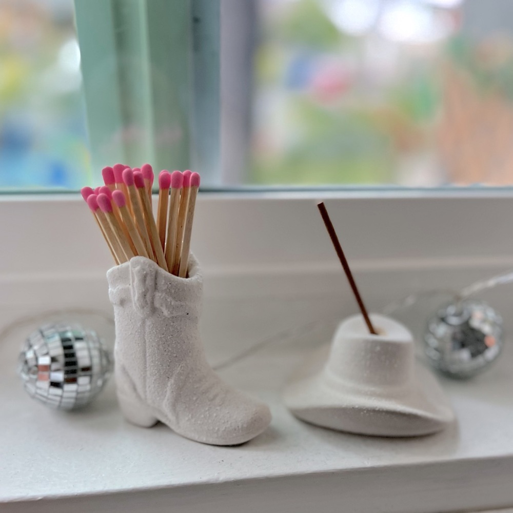 Cowboy Boot Match Holder & Cowboy Hat Incense Holder